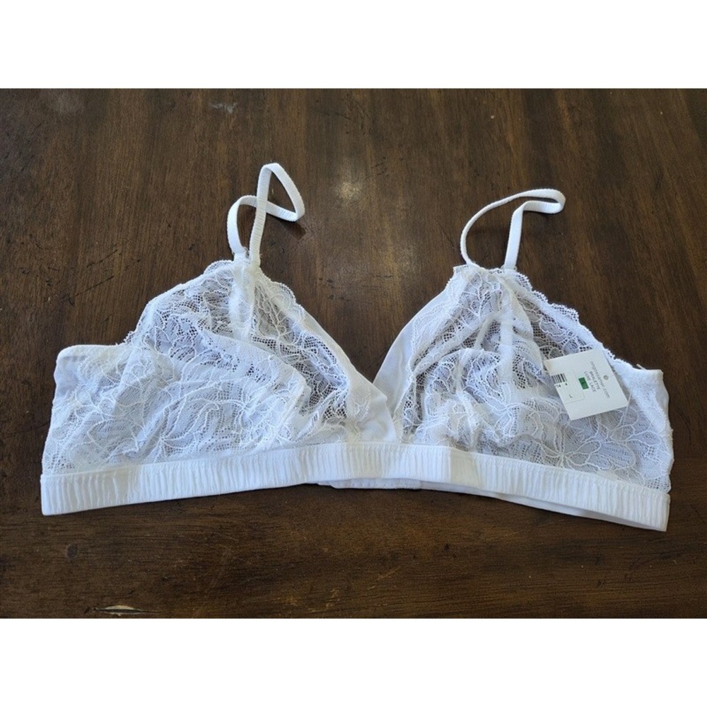 NWT On Gossamer L Cabana Luxe Lace Bralette White 131590